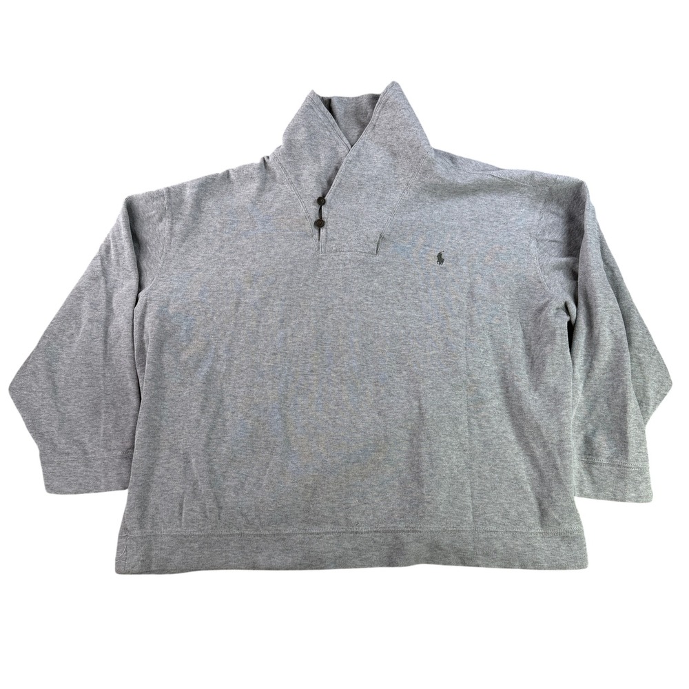 Polo Ralph Lauren Pullover Mens 3XB Gray Estate Rib Shawl Neck Cotton Logo